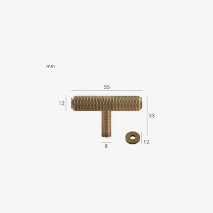 VELARA Knurled Solid Brass T-Bar Handle