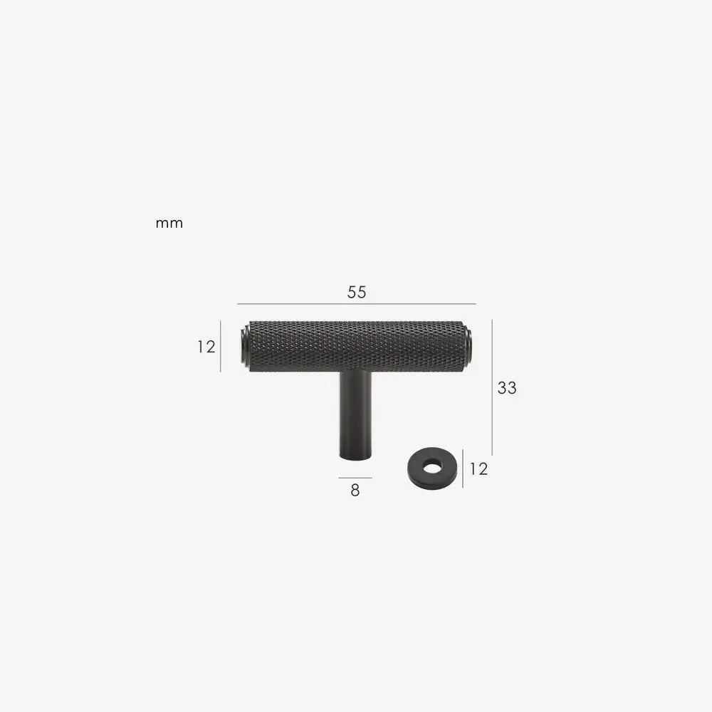 VELARA Knurled Solid Brass T-Bar Handle
