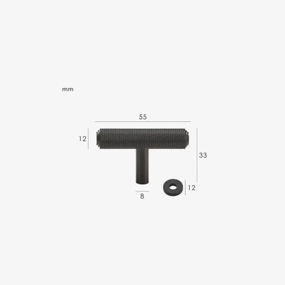 VELARA Knurled Solid Brass T-Bar Handle