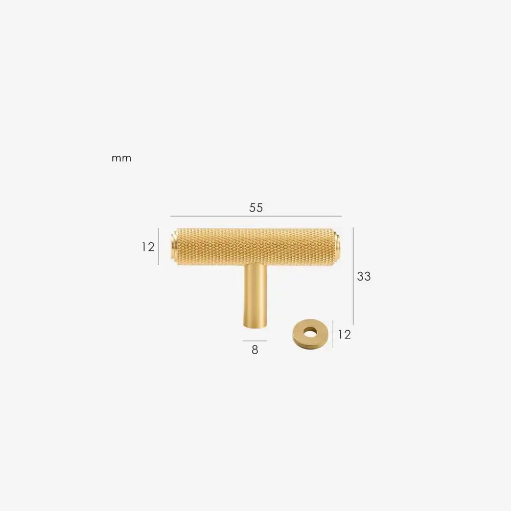 VELARA Knurled Solid Brass T-Bar Handle