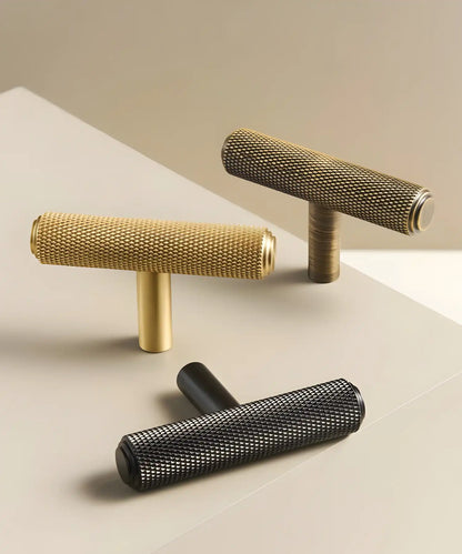 VELARA Knurled Solid Brass T-Bar Handle
