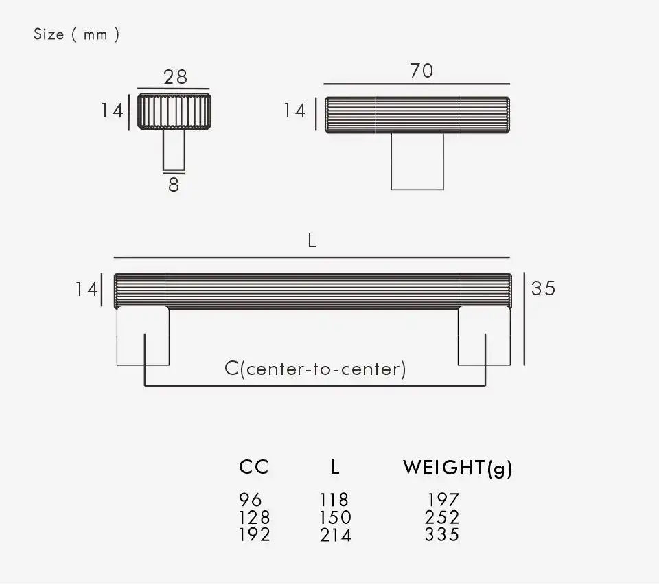 LORVEN Solid Brass Kitchen & Cabinet Handle