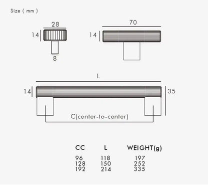 LORVEN Solid Brass Kitchen & Cabinet Handle