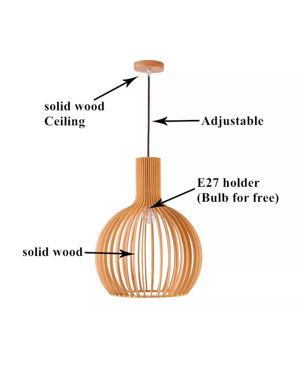 Modern Wooden Birdcage Pendant Light