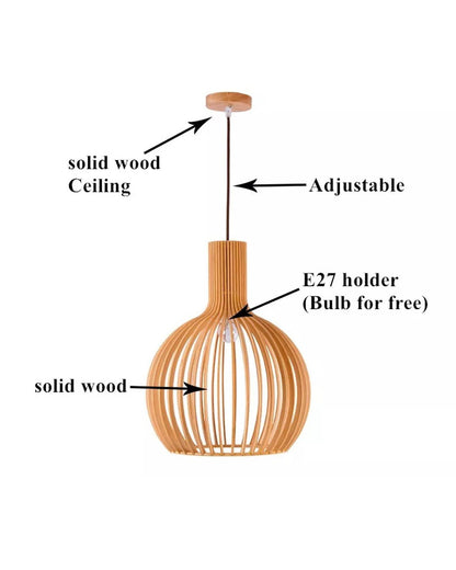 Modern Wooden Birdcage Pendant Light