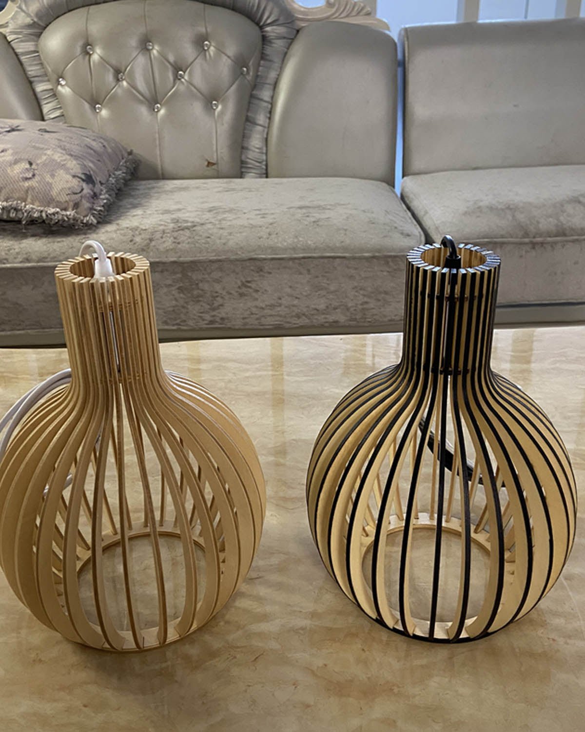 Modern Wooden Birdcage Pendant Light
