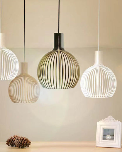 Modern Wooden Birdcage Pendant Light