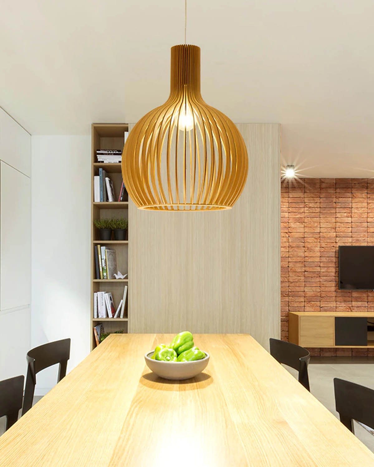 Modern Wooden Birdcage Pendant Light