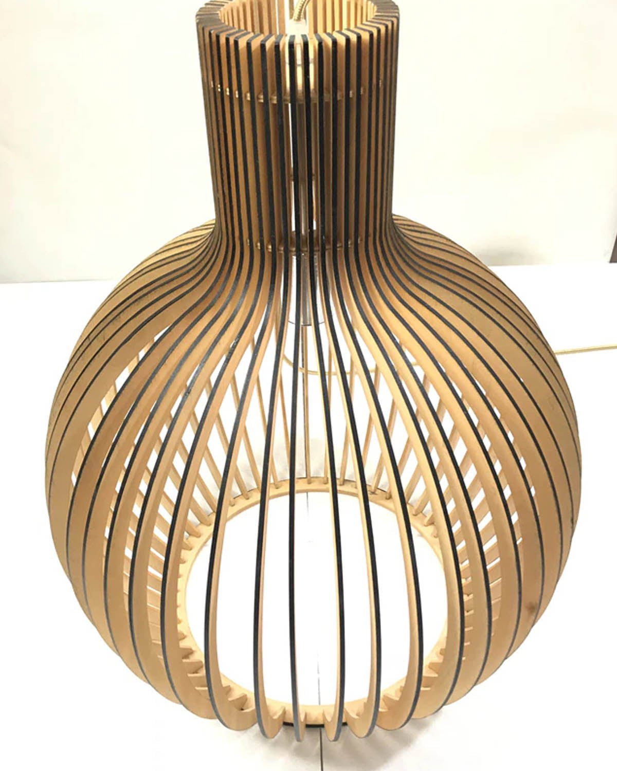 Modern Wooden Birdcage Pendant Light