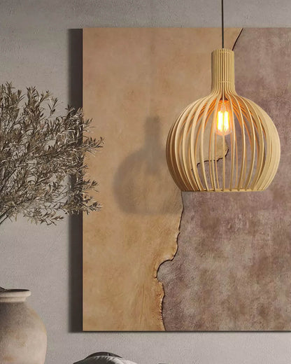 Modern Wooden Birdcage Pendant Light