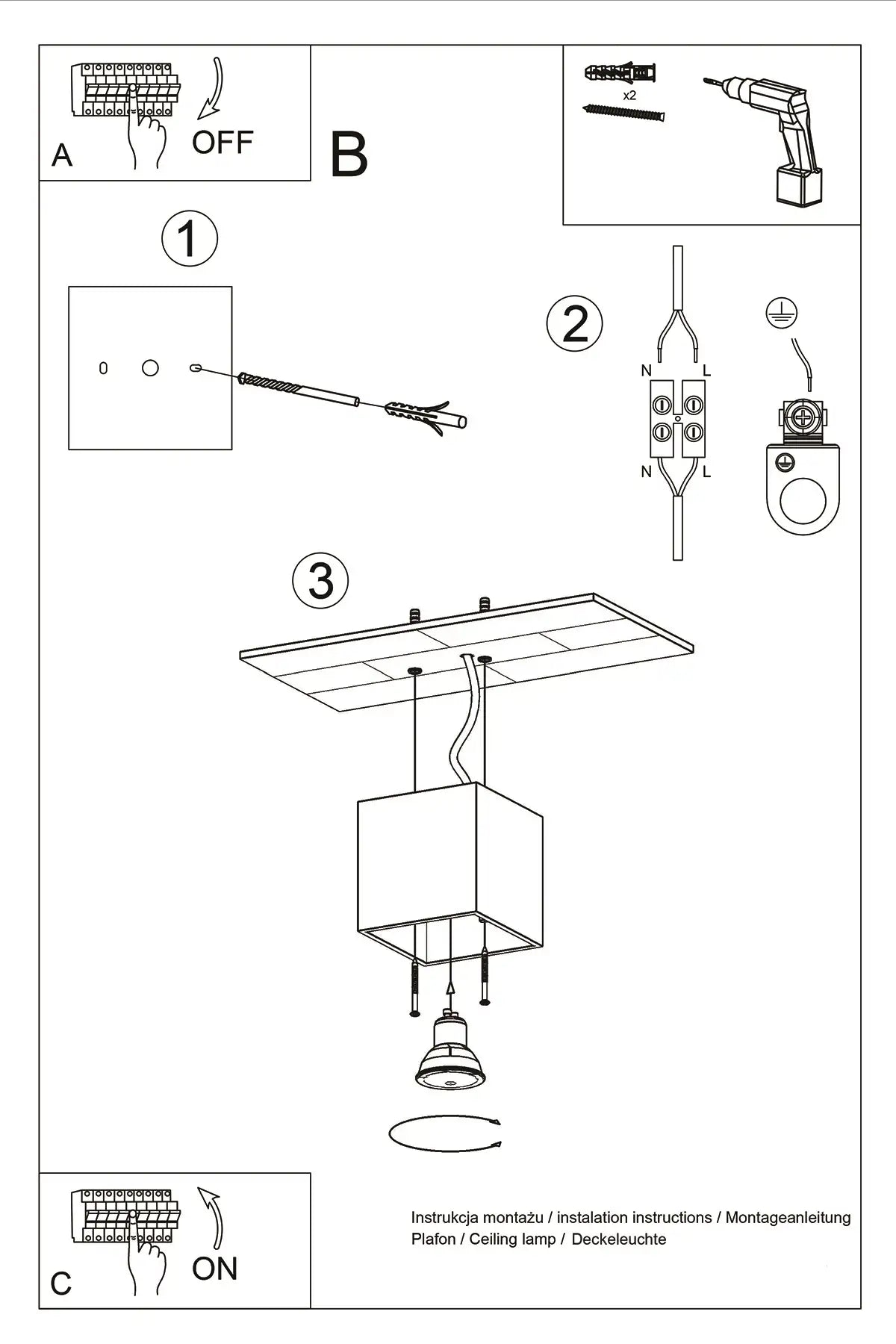 QUAD Anthracite Ceiling Light