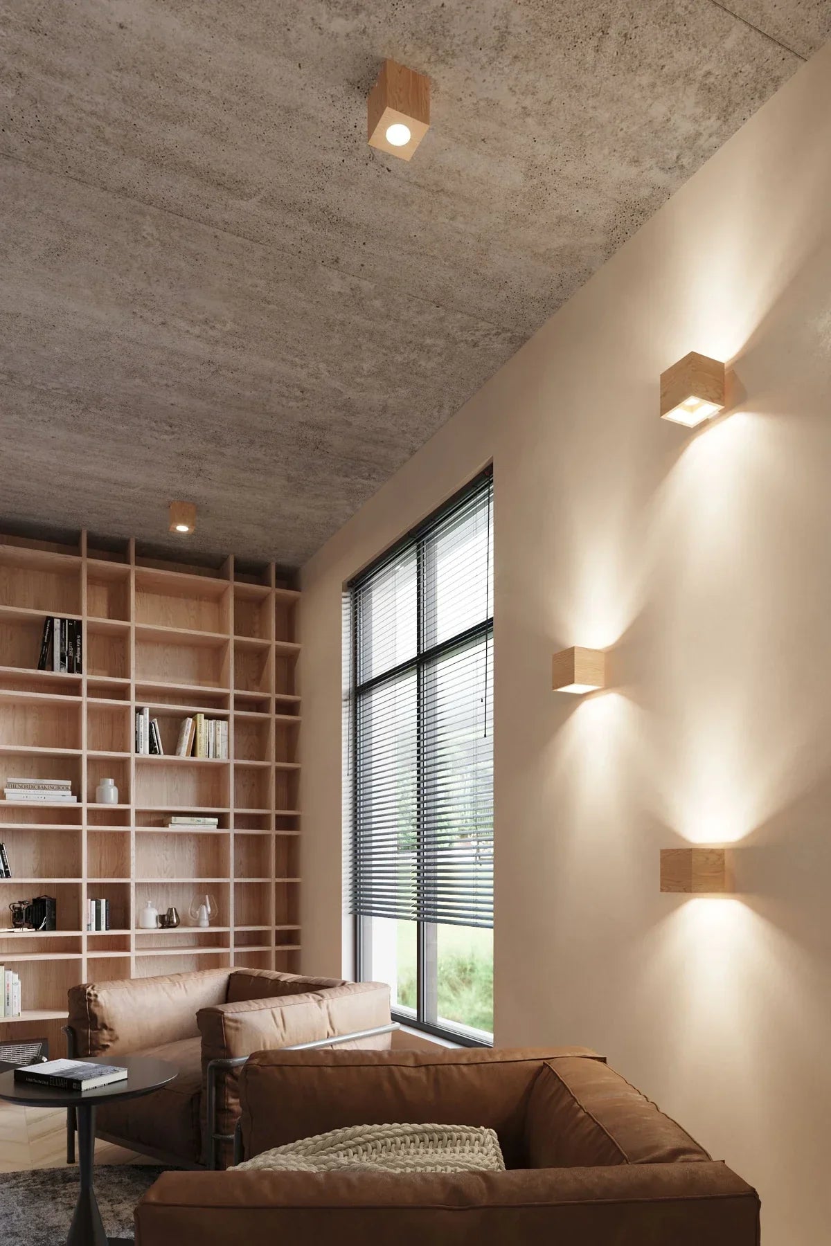 QUAD Natural Wood Ceiling Light