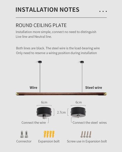 TRONCO Real Walnut Circular Pendant LED Light
