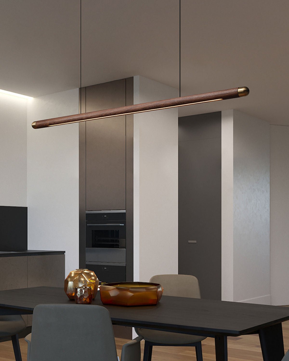 TRONCO Real Walnut Circular Pendant LED Light