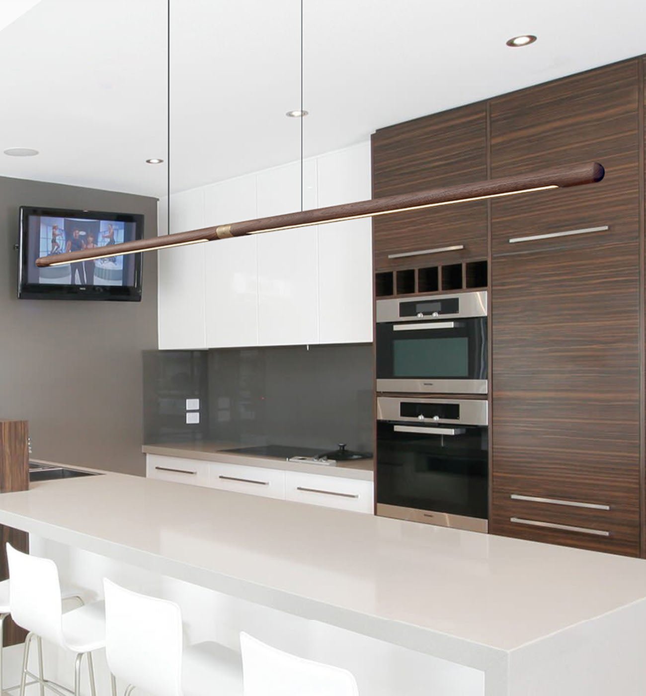 TRONCO Real Walnut Long Pendant LED Light