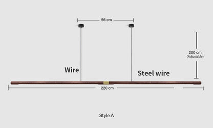 TRONCO Real Walnut Long Pendant LED Light