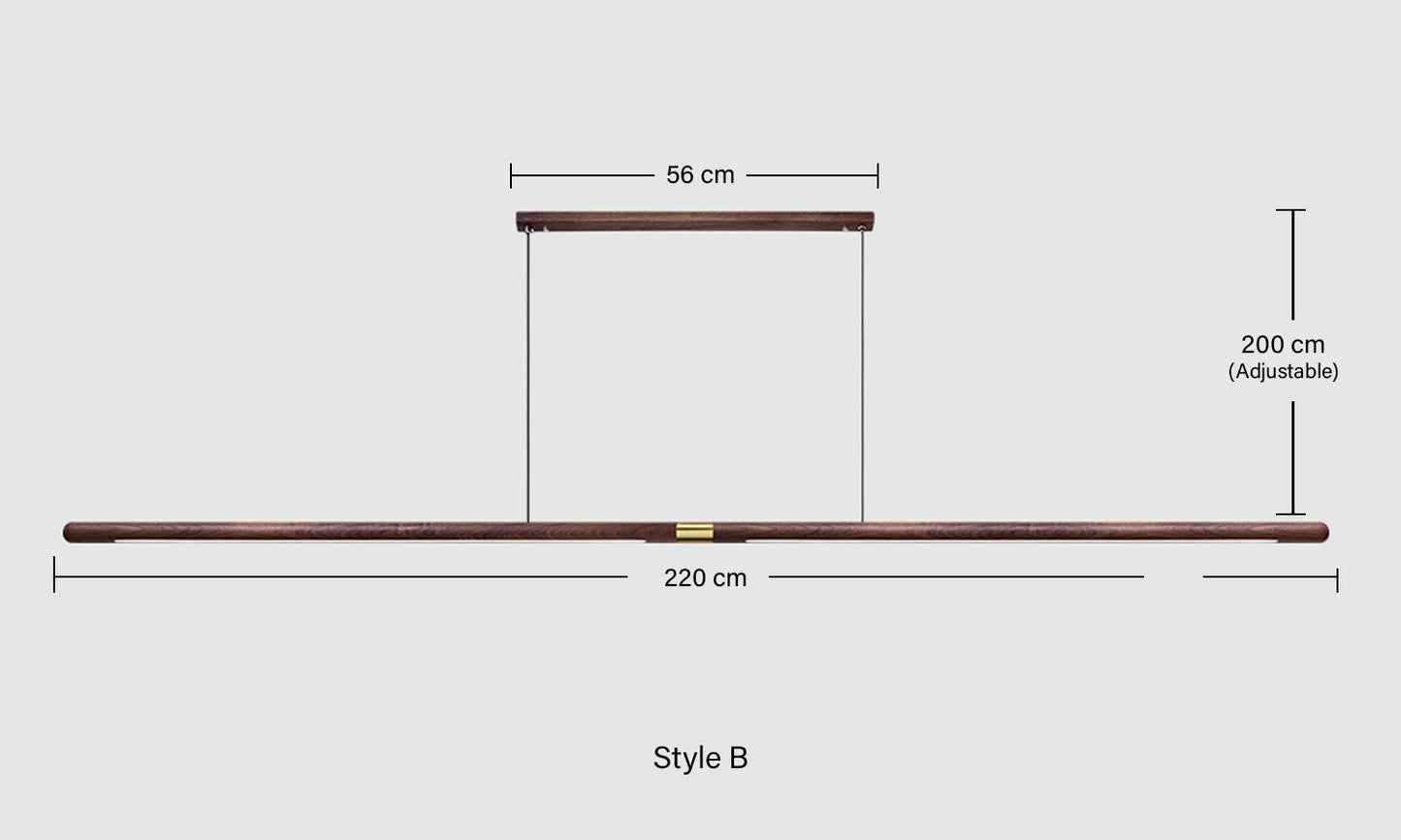 TRONCO Real Walnut Long Pendant LED Light