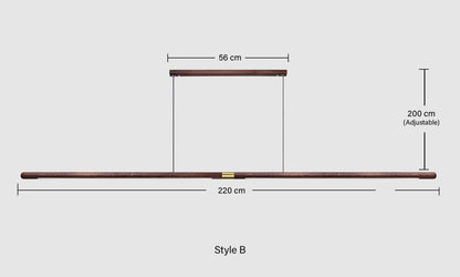 TRONCO Real Walnut Long Pendant LED Light