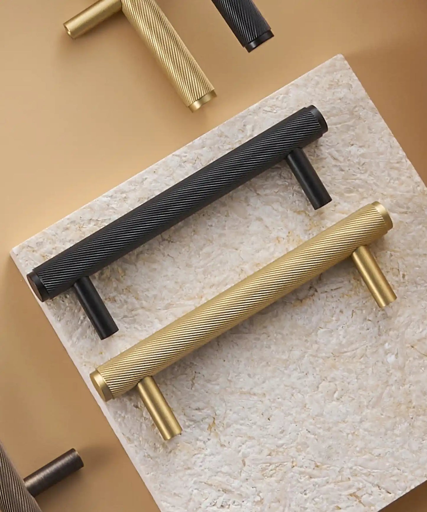 VORTICE Solid Brass Knurled Kitchen & Cabinet Handle