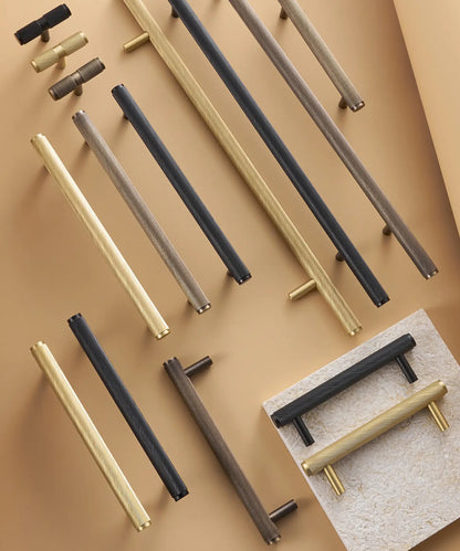 VORTICE Solid Brass Knurled Kitchen & Cabinet Handle